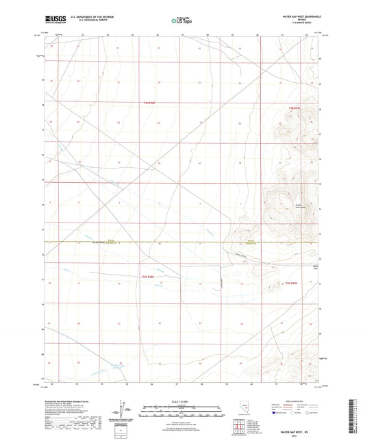 Water Gap West Nevada US Topo Map Image