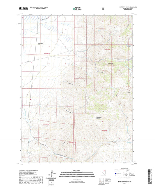 Water Pipe Canyon Nevada US Topo Map Image