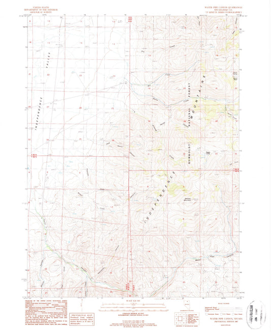 Classic USGS Water Pipe Canyon Nevada 7.5'x7.5' Topo Map Image