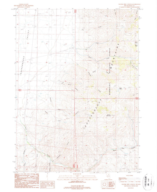 Classic USGS Water Pipe Canyon Nevada 7.5'x7.5' Topo Map Image