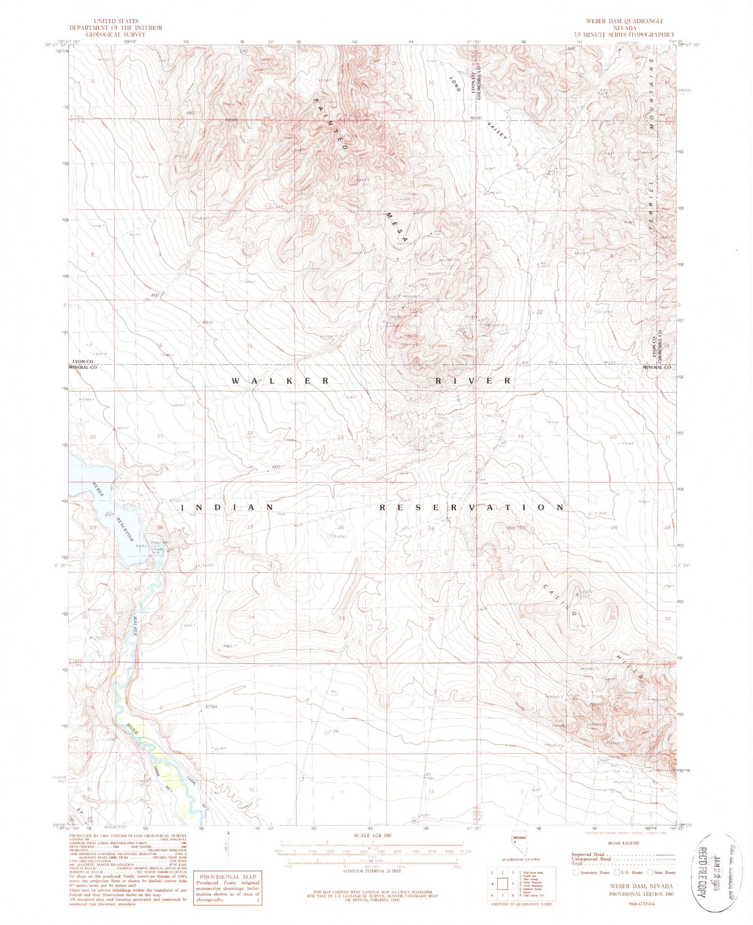Classic USGS Weber Dam Nevada 7.5'x7.5' Topo Map Image