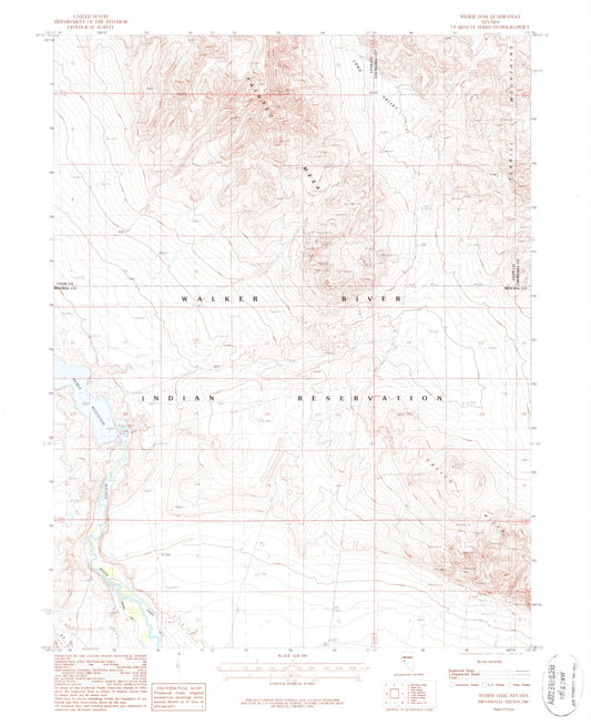 Classic USGS Weber Dam Nevada 7.5'x7.5' Topo Map Image