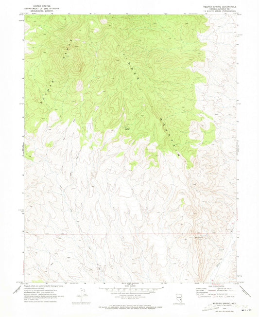 Classic USGS Weepah Spring Nevada 7.5'x7.5' Topo Map Image