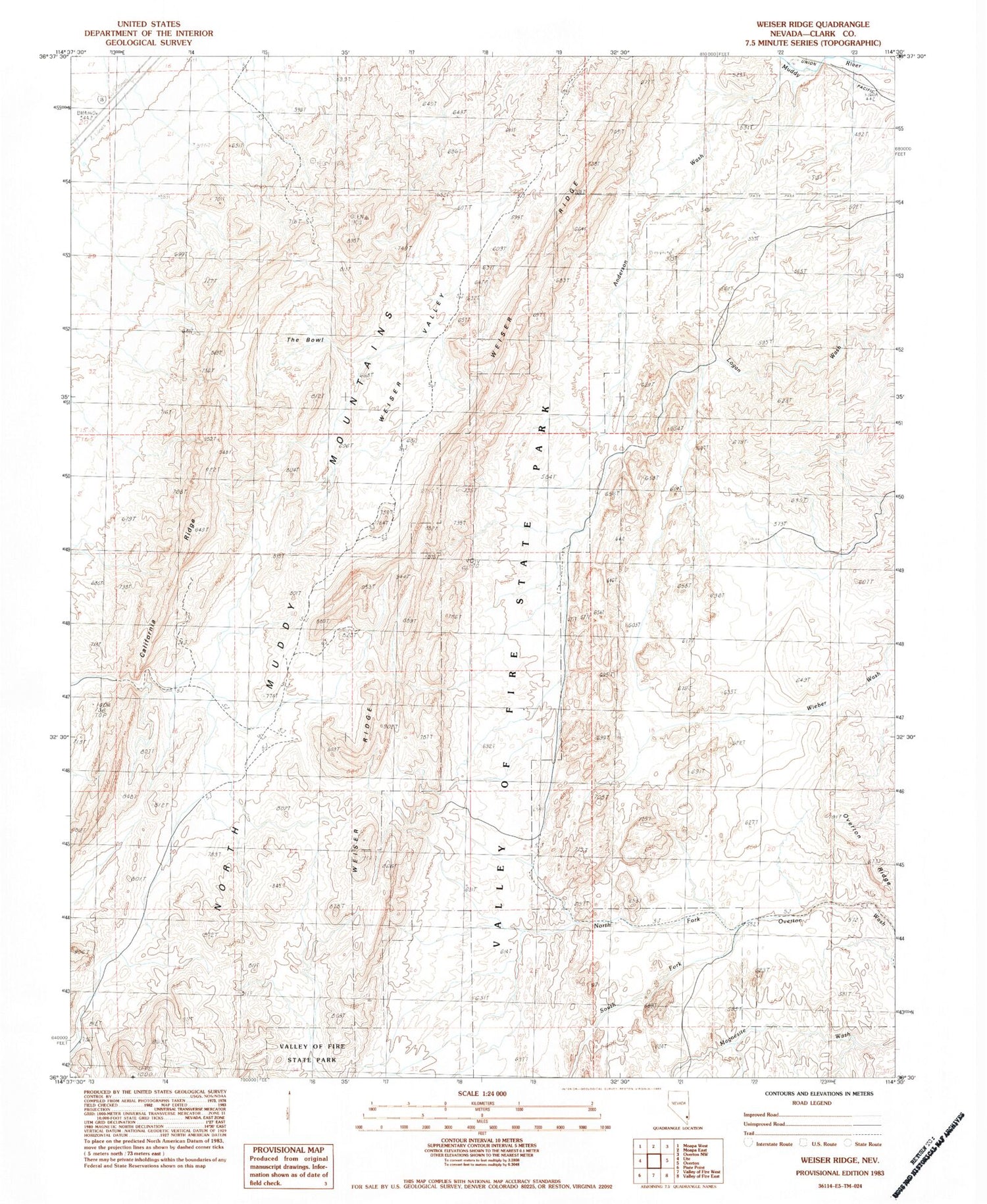 Classic USGS Weiser Ridge Nevada 7.5'x7.5' Topo Map Image