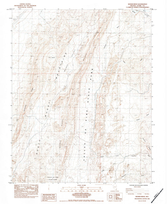 Classic USGS Weiser Ridge Nevada 7.5'x7.5' Topo Map Image