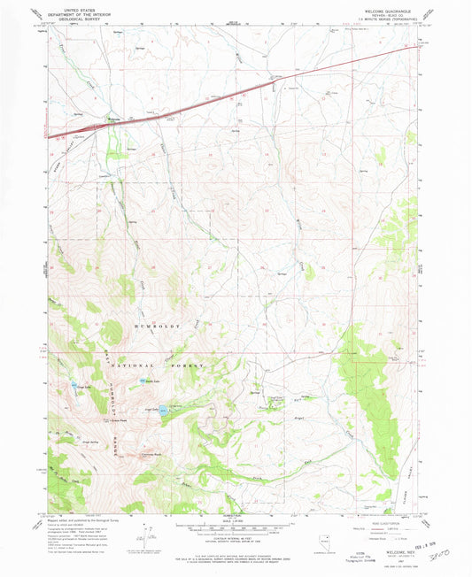 Classic USGS Welcome Nevada 7.5'x7.5' Topo Map Image