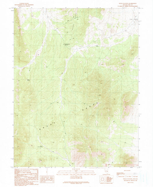 Classic USGS Wells Station Nevada 7.5'x7.5' Topo Map Image