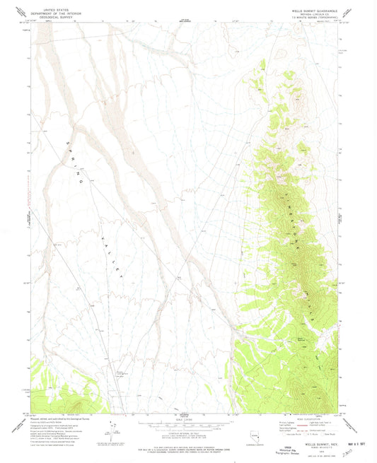 Classic USGS Wells Summit Nevada 7.5'x7.5' Topo Map Image