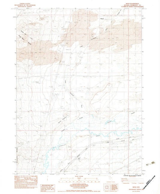 Classic USGS Weso Nevada 7.5'x7.5' Topo Map Image