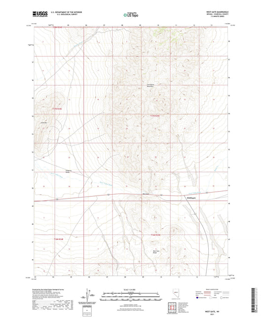 West Gate Nevada US Topo Map Image