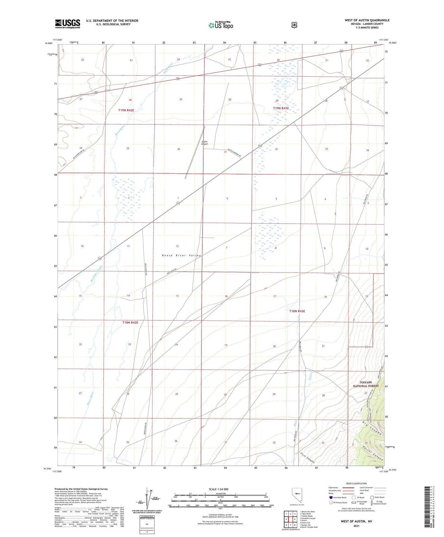 West of Austin Nevada US Topo Map Image