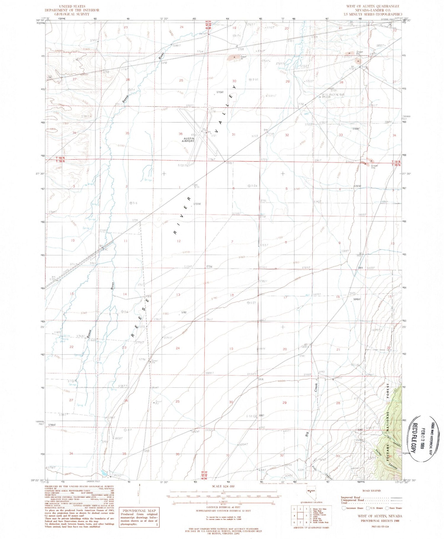 Classic USGS West of Austin Nevada 7.5'x7.5' Topo Map Image
