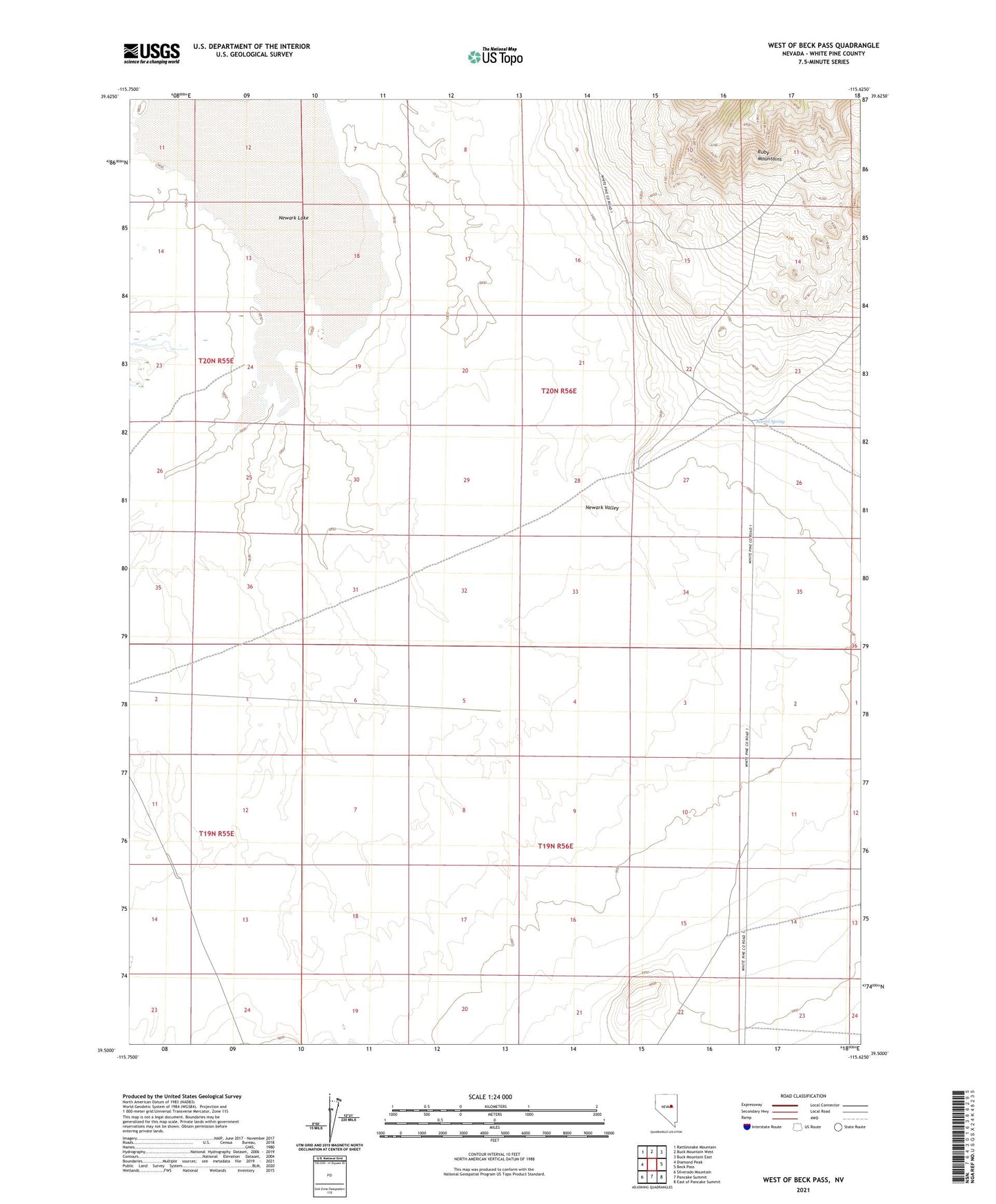 West of Beck Pass Nevada US Topo Map Image