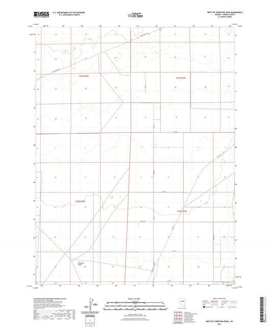 West of Christina Peak Nevada US Topo Map Image