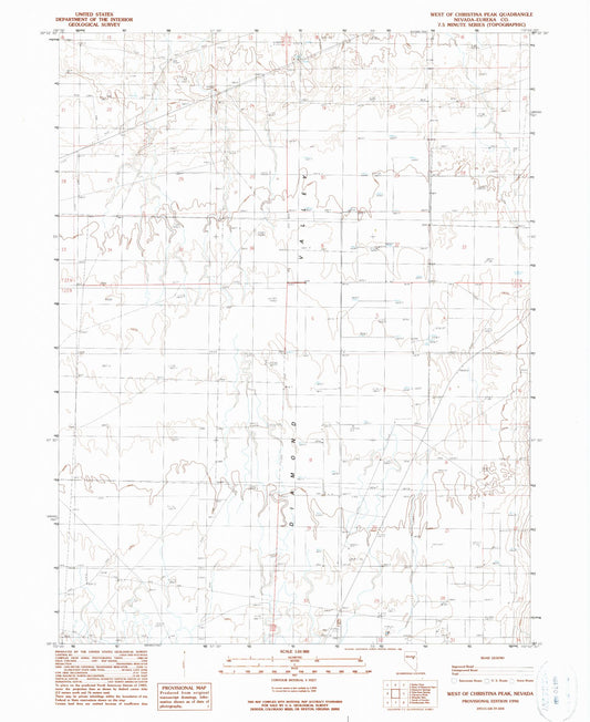 Classic USGS West of Christina Peak Nevada 7.5'x7.5' Topo Map Image