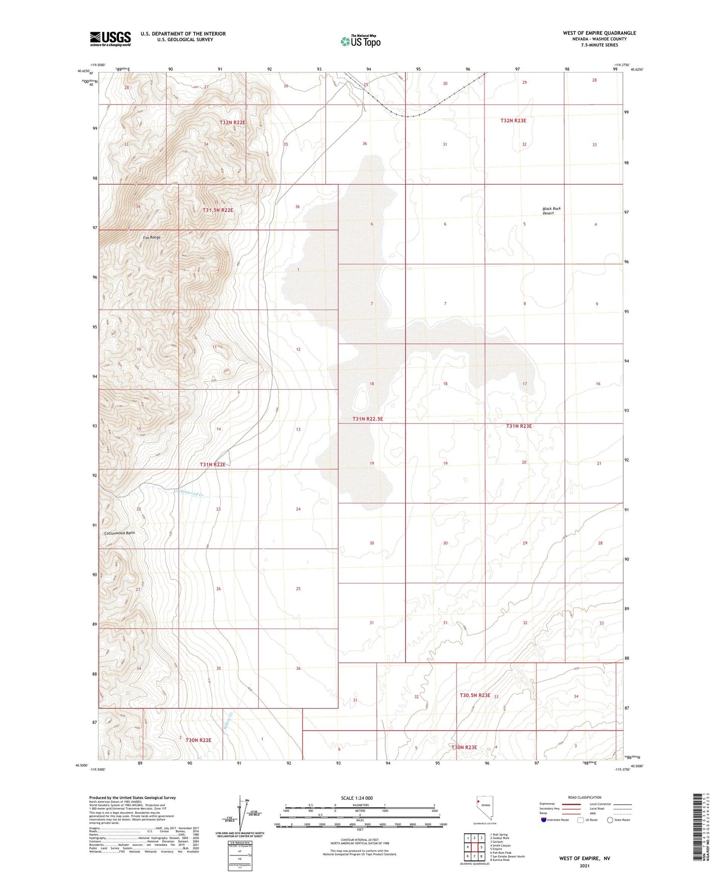 West of Empire Nevada US Topo Map Image