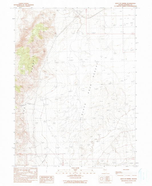 Classic USGS West of Empire Nevada 7.5'x7.5' Topo Map Image