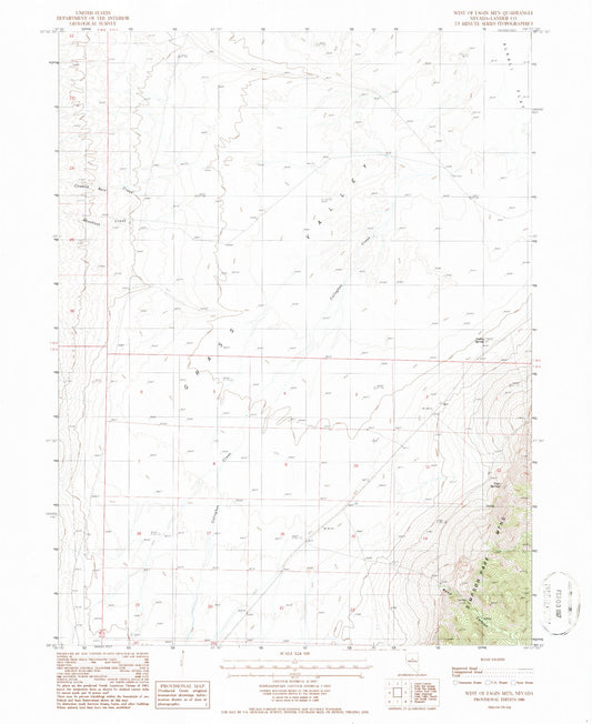 Classic USGS West of Fagin Mountain Nevada 7.5'x7.5' Topo Map Image