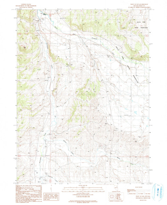 Classic USGS West of Lee Nevada 7.5'x7.5' Topo Map Image