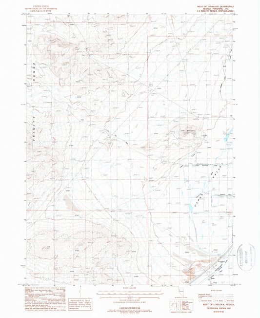 Classic USGS West of Lovelock Nevada 7.5'x7.5' Topo Map Image