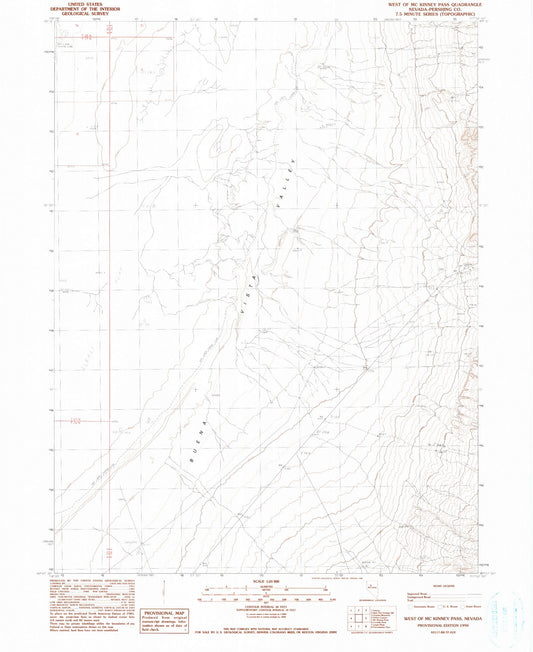Classic USGS West of McKinney Pass Nevada 7.5'x7.5' Topo Map Image