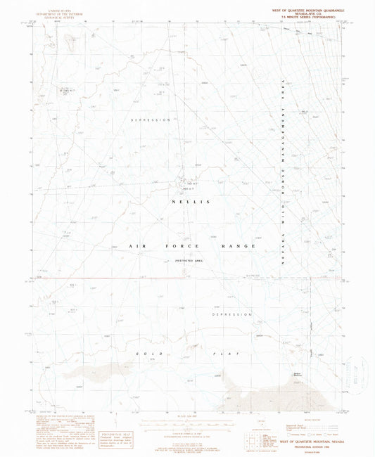 Classic USGS West of Quartzite Mountain Nevada 7.5'x7.5' Topo Map Image