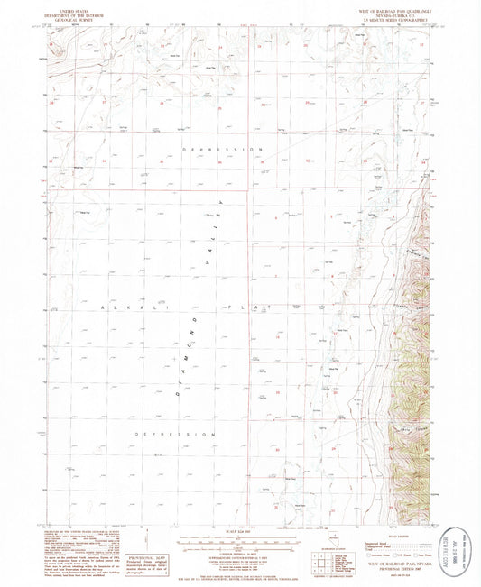 Classic USGS West of Railroad Pass Nevada 7.5'x7.5' Topo Map Image