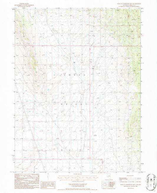 Classic USGS West of Whistler Mountain Nevada 7.5'x7.5' Topo Map Image