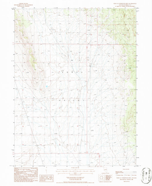 Classic USGS West of Whistler Mountain Nevada 7.5'x7.5' Topo Map Image