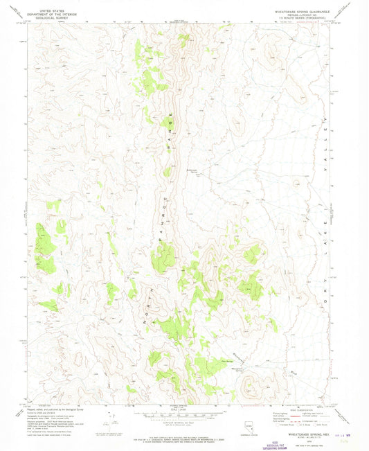 Classic USGS Wheatgrass Spring Nevada 7.5'x7.5' Topo Map Image