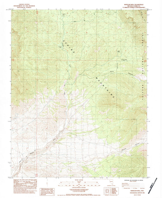 Classic USGS Wheeler Well Nevada 7.5'x7.5' Topo Map Image