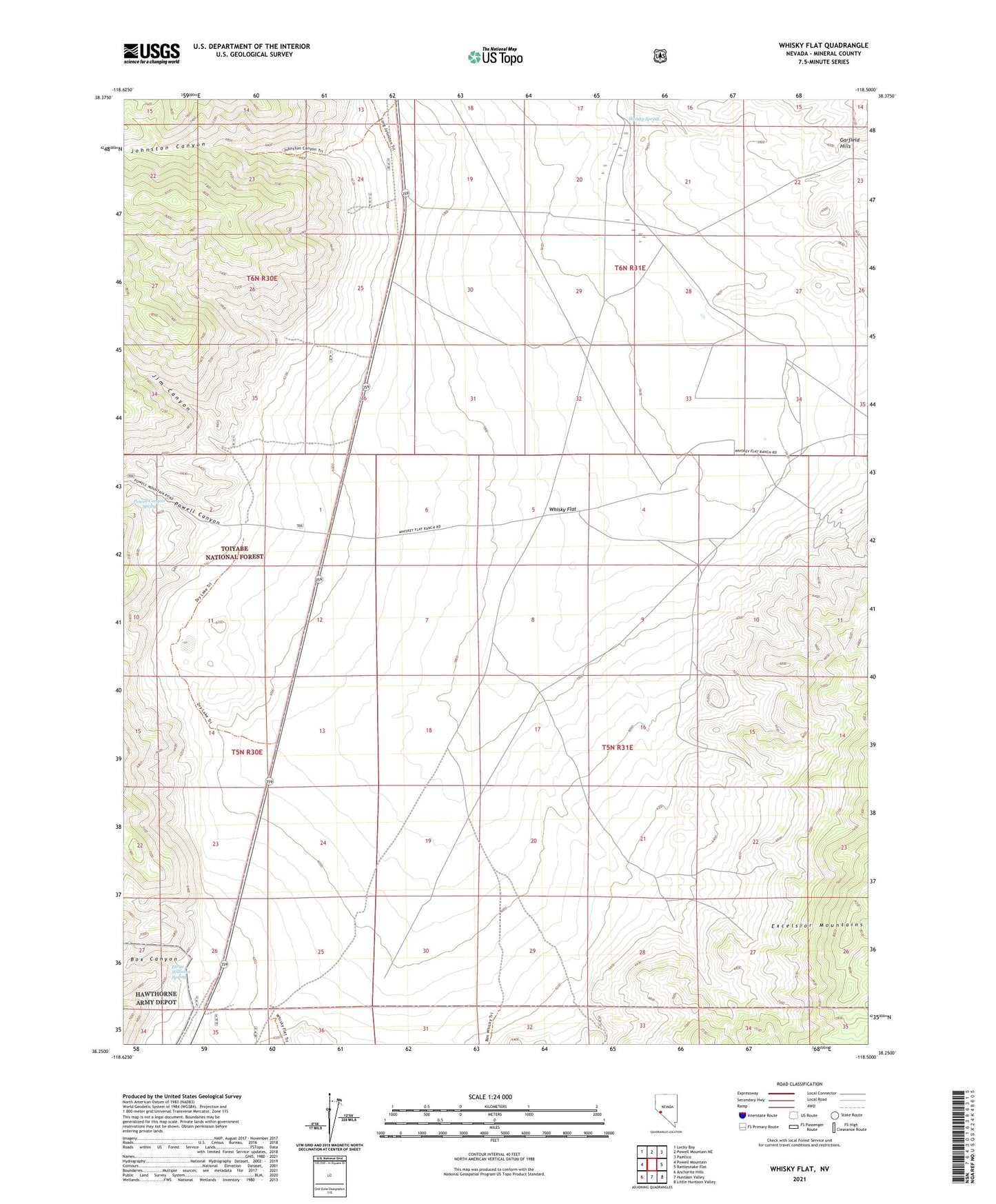 Whisky Flat Nevada US Topo Map Image