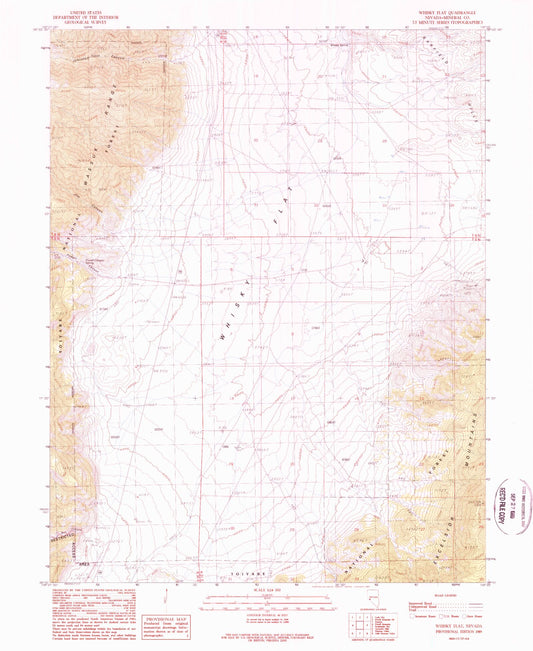 Classic USGS Whisky Flat Nevada 7.5'x7.5' Topo Map Image