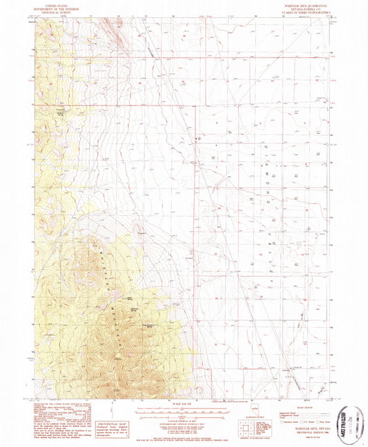 Classic USGS Whistler Mountain Nevada 7.5'x7.5' Topo Map Image