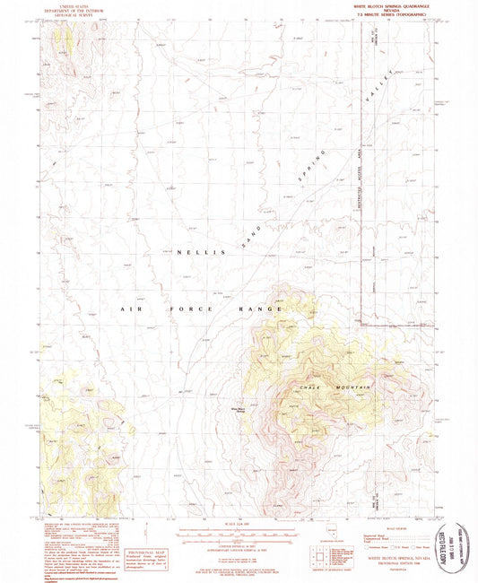 Classic USGS White Blotch Springs Nevada 7.5'x7.5' Topo Map Image