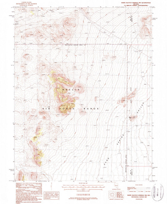 Classic USGS White Blotch Springs NW Nevada 7.5'x7.5' Topo Map Image