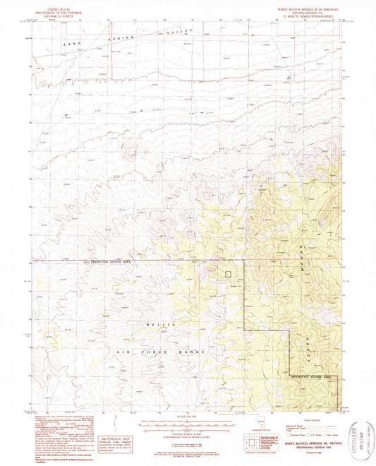 Classic USGS White Blotch Springs SE Nevada 7.5'x7.5' Topo Map Image
