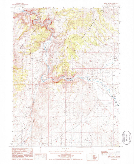 Classic USGS White Flats Nevada 7.5'x7.5' Topo Map Image