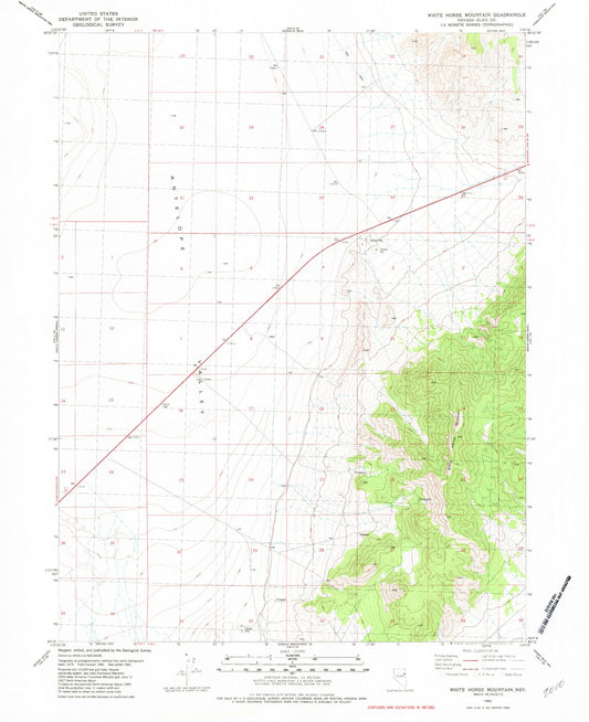 Classic USGS White Horse Mountain Nevada 7.5'x7.5' Topo Map Image