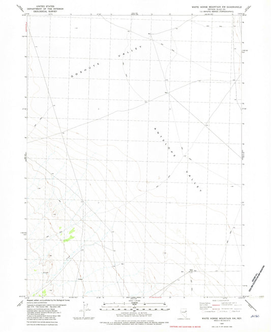 Classic USGS White Horse Mountain NW Nevada 7.5'x7.5' Topo Map Image