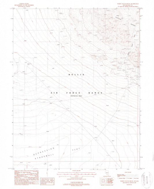Classic USGS White Patch Draw Nevada 7.5'x7.5' Topo Map Image