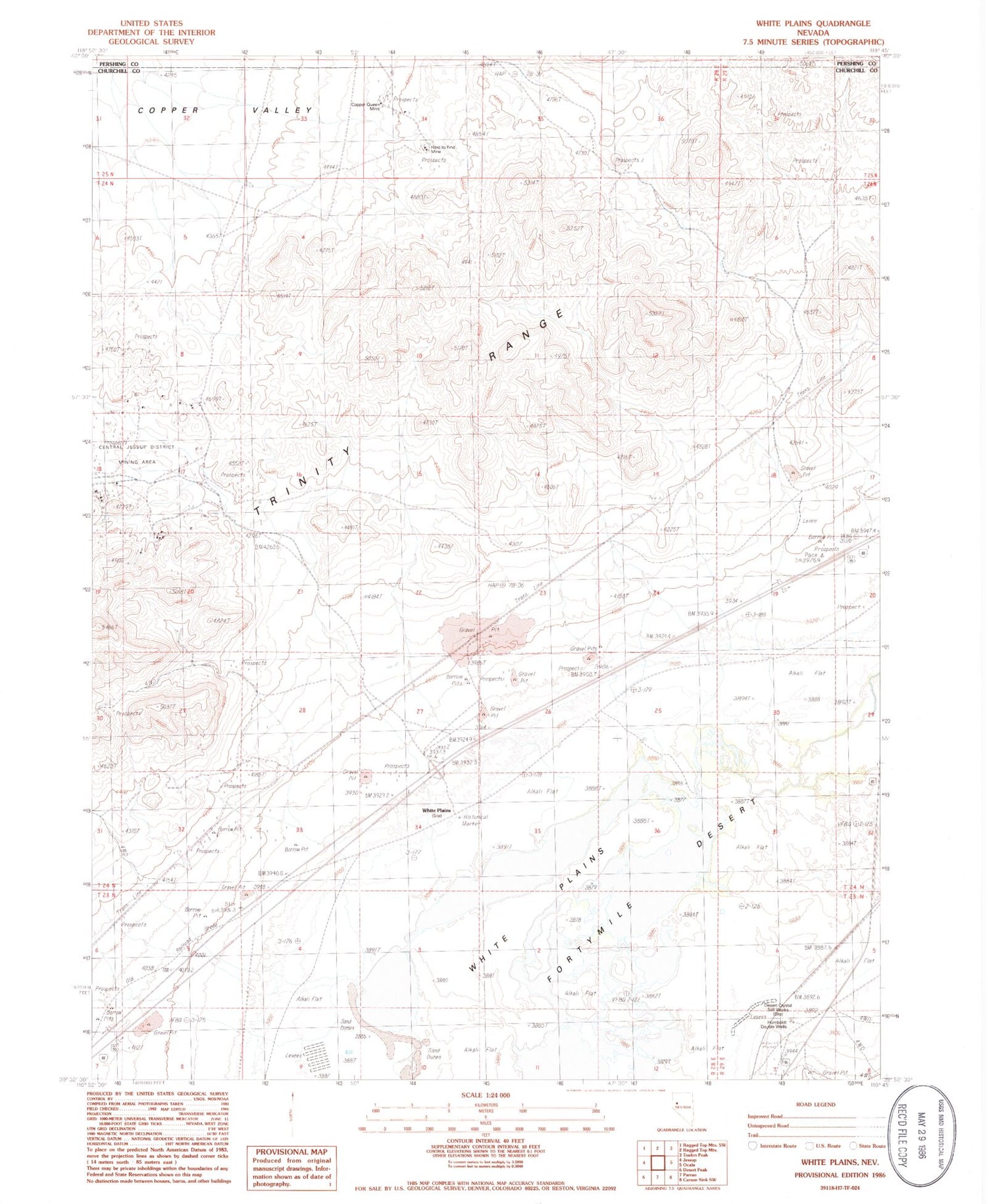 Classic USGS White Plains Nevada 7.5'x7.5' Topo Map Image