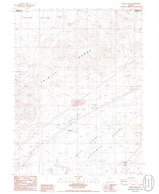 Classic USGS White Plains Nevada 7.5'x7.5' Topo Map Image