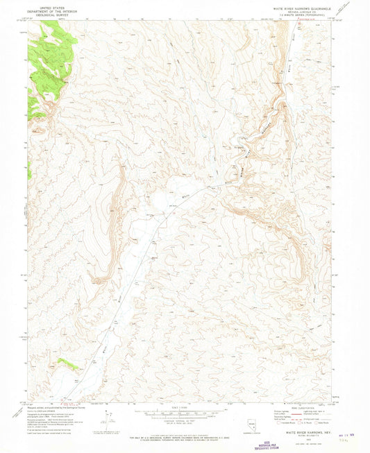 Classic USGS White River Narrows Nevada 7.5'x7.5' Topo Map Image