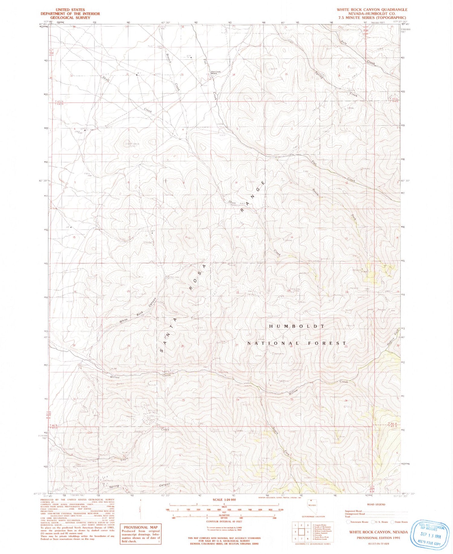 Classic USGS White Rock Canyon Nevada 7.5'x7.5' Topo Map Image