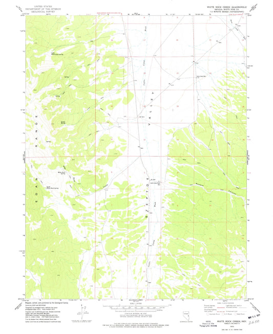 Classic USGS White Rock Creek Nevada 7.5'x7.5' Topo Map Image