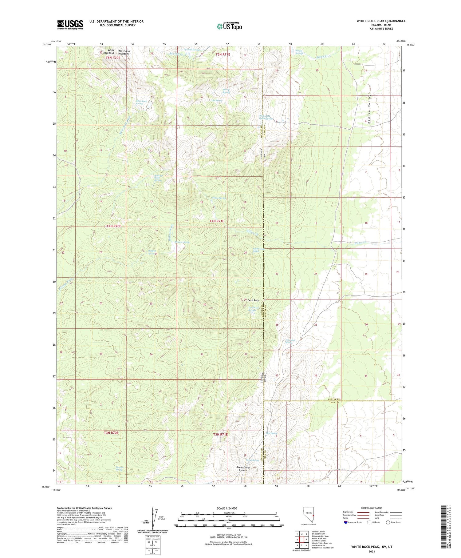 White Rock Peak Nevada US Topo Map Image