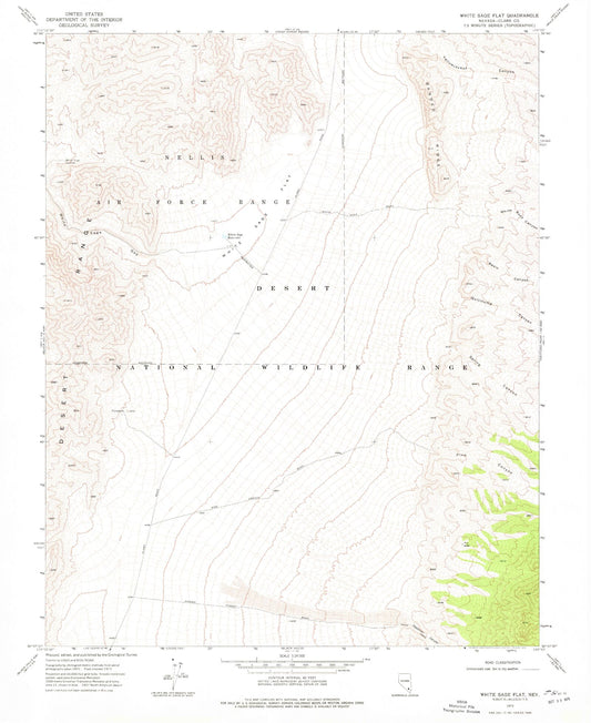 Classic USGS White Sage Flat Nevada 7.5'x7.5' Topo Map Image