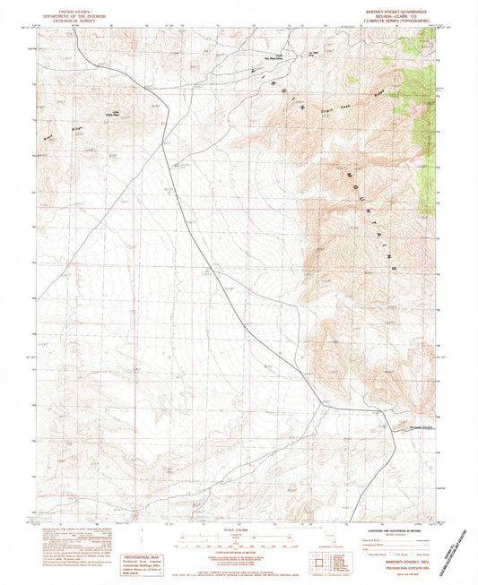 Classic USGS Whitney Pocket Nevada 7.5'x7.5' Topo Map Image