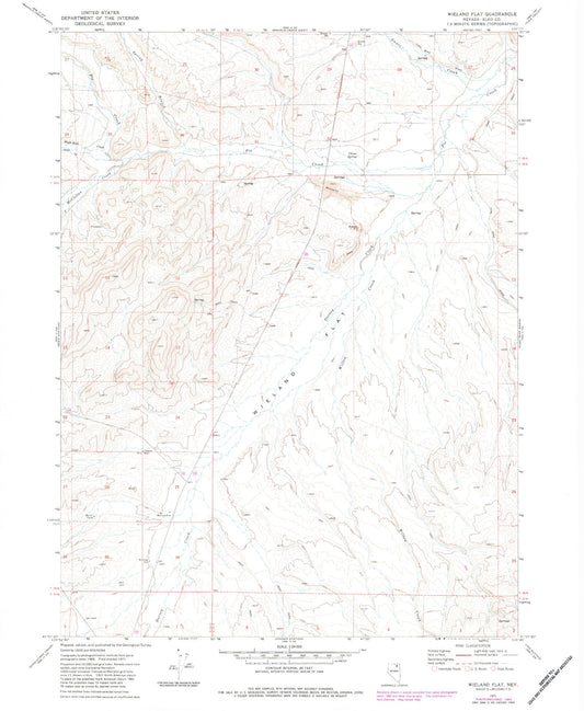 Classic USGS Wieland Flat Nevada 7.5'x7.5' Topo Map Image